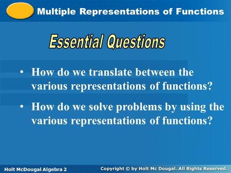 How do we translate between the various representations of functions?