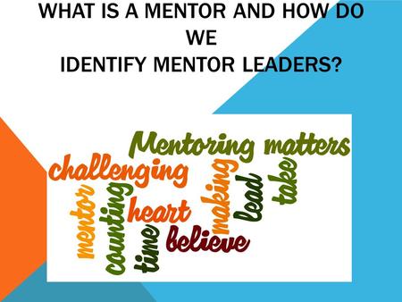 WHAT IS A MENTOR AND HOW DO WE IDENTIFY MENTOR LEADERS?