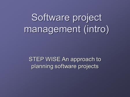 Software project management (intro)