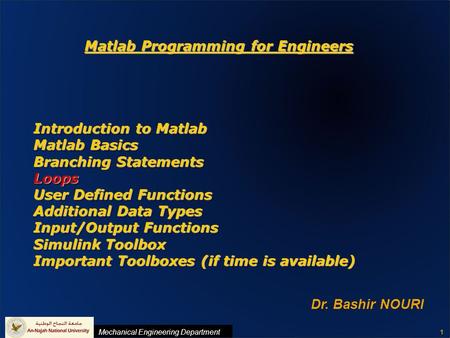 Matlab Programming for Engineers