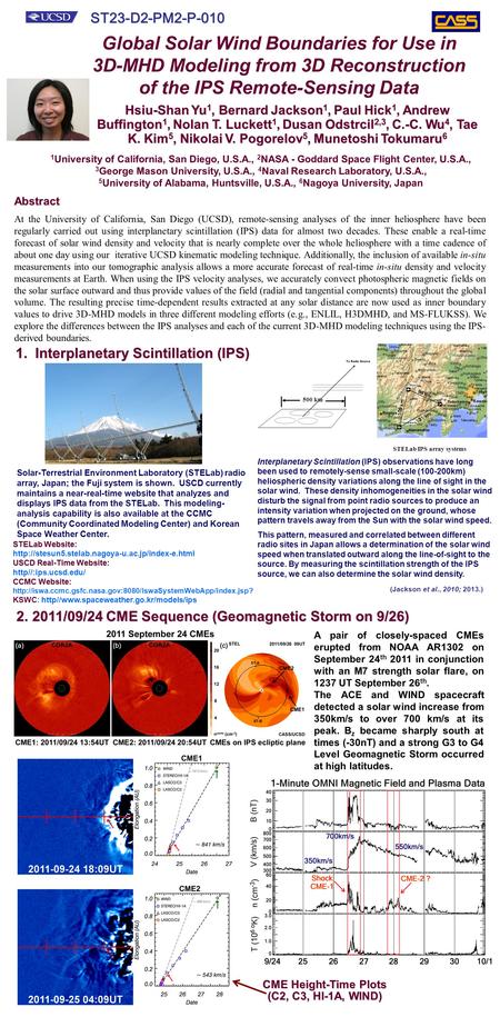 1 University of California, San Diego, U.S.A., 2 NASA - Goddard Space Flight Center, U.S.A., 3 George Mason University, U.S.A., 4 Naval Research Laboratory,