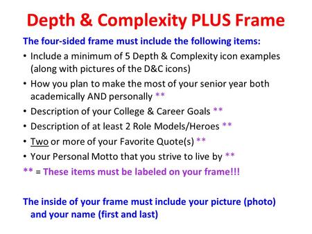 Depth & Complexity PLUS Frame