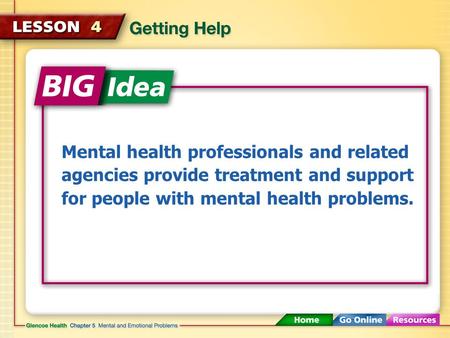 Mental health professionals and related agencies provide treatment and support for people with mental health problems.