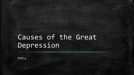 Causes of the Great Depression