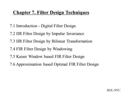 Chapter 7. Filter Design Techniques