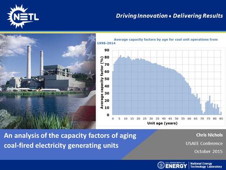 National Energy Technology Laboratory Driving Innovation ♦ Delivering Results Chris Nichols USAEE Conference October 2015 An analysis of the capacity factors.