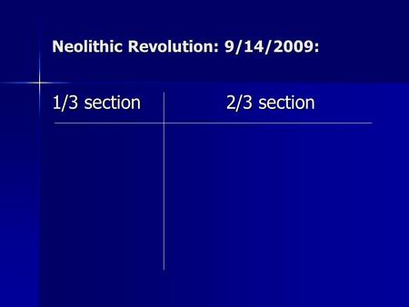 Neolithic Revolution: 9/14/2009: 1/3 section 2/3 section.