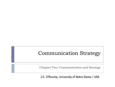 Communication Strategy