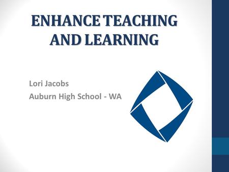 ENHANCE TEACHING AND LEARNING Lori Jacobs Auburn High School - WA.