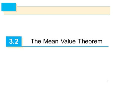 1 3.2 The Mean Value Theorem. 2 Rolle’s Theorem 3 Figure 1 shows the graphs of four such functions. Figure 1 (c) (b) (d) (a) Examples: