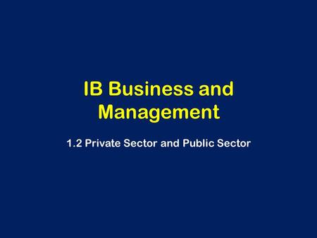 IB Business and Management