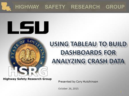 Presented by Cory Hutchinson October 26, 2015 1. Funded by the Louisiana Department of Transportation and Development Research group within the Information.