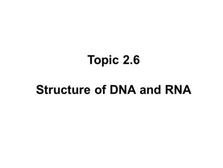 Structure of DNA and RNA