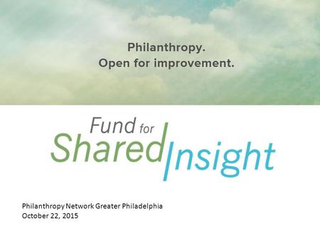 Philanthropy Network Greater Philadelphia October 22, 2015.