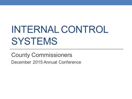 Internal Control Systems