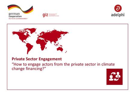 Private Sector Engagement “How to engage actors from the private sector in climate change financing?”