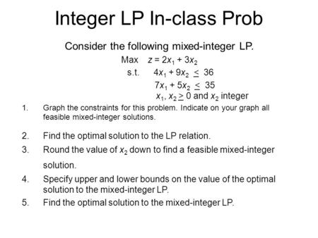 Integer LP In-class Prob