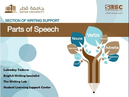 Luleadey Tadesse English Writing Specialist The Writing Lab Student Learning Support Center.