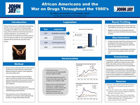 African Americans are a colonized minority group that face various injustices and disadvantages. Throughout the 1980’s in the midst of the war on drugs,