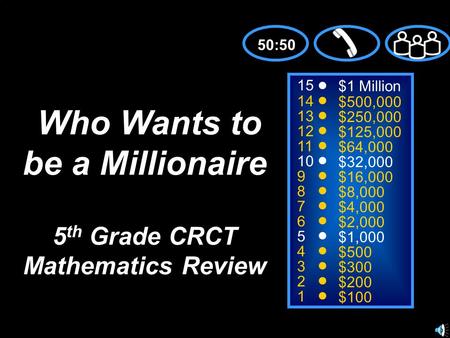 15 14 13 12 11 10 9 8 7 6 5 4 3 2 1 $1 Million $500,000 $250,000 $125,000 $64,000 $32,000 $16,000 $8,000 $4,000 $2,000 $1,000 $500 $300 $200 $100 Who Wants.