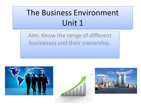 The Business Environment Unit 1 Aim: Know the range of different businesses and their ownership.