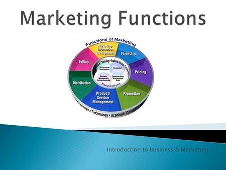 Introduction to Business & Marketing.  What is marketing?