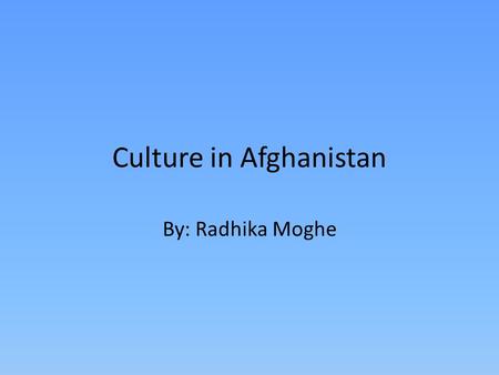 Culture in Afghanistan