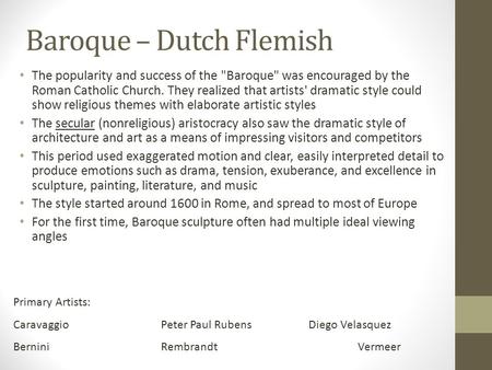 Baroque – Dutch Flemish