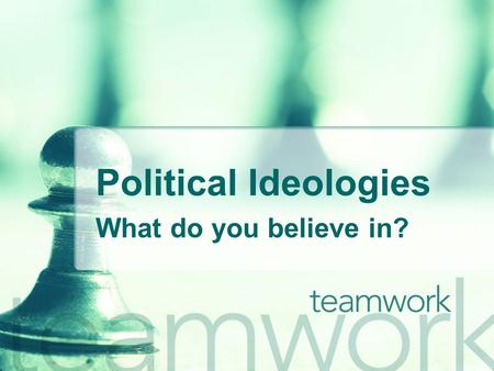 Political Ideologies What do you believe in?.