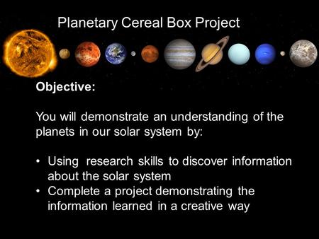 Planetary Cereal Box Project