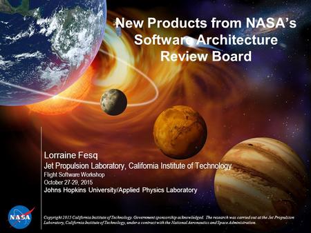 New Products from NASA’s Software Architecture Review Board