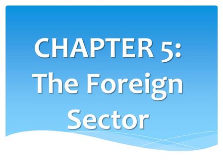 CHAPTER 5: The Foreign Sector. Characterised by…  expansion of trade between countries  capital markets sprung up in developing and former centrally.