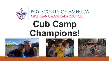 Welcome Cub Camp Champions!. Where are you from? How did you find Scouting? Why is Cub Scout camping important to you? Name one thing you miss about being.