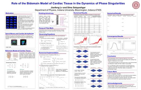 Role of the Bidomain Model of Cardiac Tissue in the Dynamics of Phase Singularities Jianfeng Lv and Sima Setayeshgar Department of Physics, Indiana University,