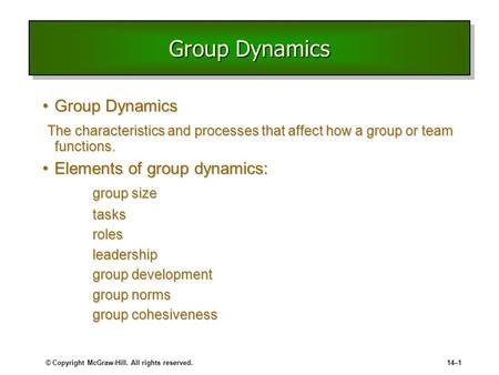 Group Dynamics Group Dynamics