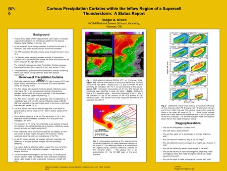 Curious Precipitation Curtains within the Inflow Region of a Supercell Thunderstorm: A Status Report Rodger A. Brown NOAA/National Severe Storms Laboratory,