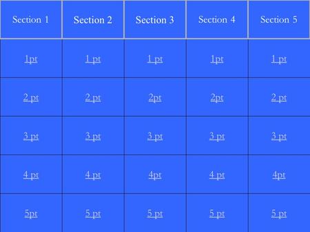 2 pt 3 pt 4 pt 5pt 1 pt 2 pt 3 pt 4 pt 5 pt 1 pt 2pt 3 pt 4pt 5 pt 1pt 2pt 3 pt 4 pt 5 pt 1 pt 2 pt 3 pt 4pt 5 pt 1pt Section 1 Section 2Section 3 Section.