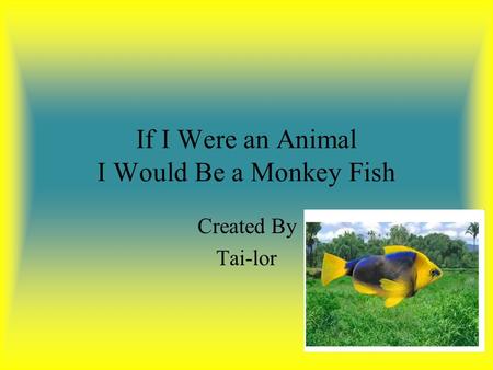 If I Were an Animal I Would Be a Monkey Fish Created By Tai-lor.