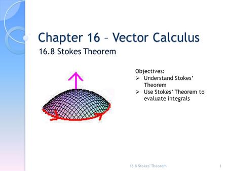 Chapter 16 – Vector Calculus