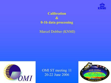 OMI ST meeting 11 20-22 June 2006 Calibration & 0-1b data processing Marcel Dobber (KNMI)