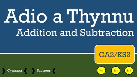 Adio a Thynnu Addition and Subtraction CA2/KS2 S 2.1 S 2.2 S 2.4 CymraegSaesneg.