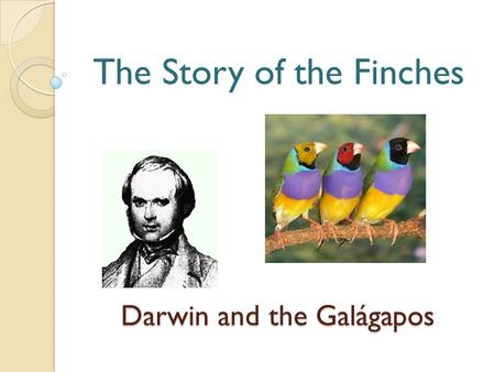 Darwin and the Galágapos The Story of the Finches.