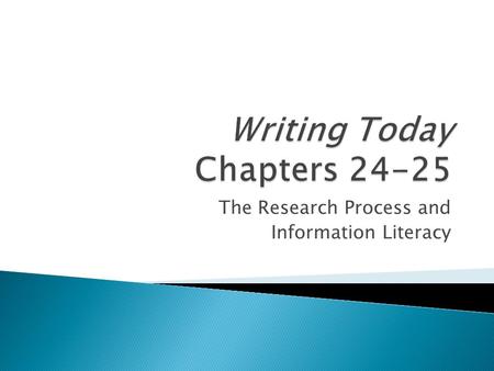 The Research Process and Information Literacy.  In our textbook, Writing Today, authors Richard Johnson-Sheehan and Charles Paine say“(r)esearch requires.