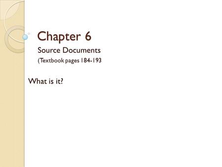 Source Documents (Textbook pages