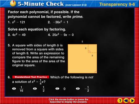 Transparency 6 Click the mouse button or press the Space Bar to display the answers.