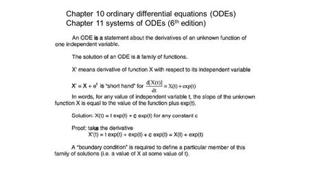 Chapter 10 ordinary differential equations (ODEs) Chapter 11 systems of ODEs (6 th edition)