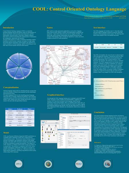 COOL: Control Oriented Ontology Language Component Option State Service Channel Process Rule Conclusions The control oriented ontology language has been.