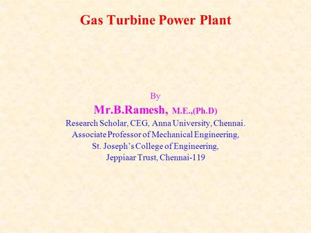 Gas Turbine Power Plant