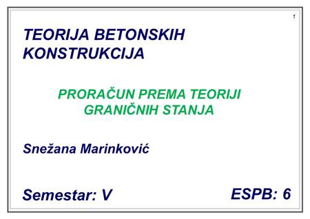 TEORIJA BETONSKIH KONSTRUKCIJA