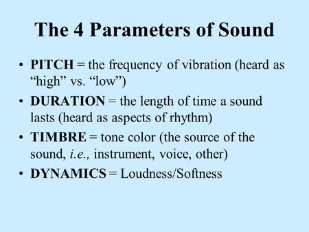 The 4 Parameters of Sound